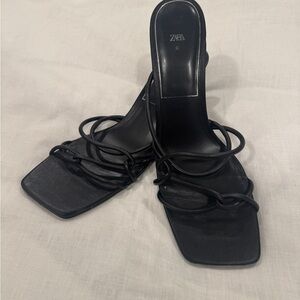 Zara Elegant Black Strappy Heels